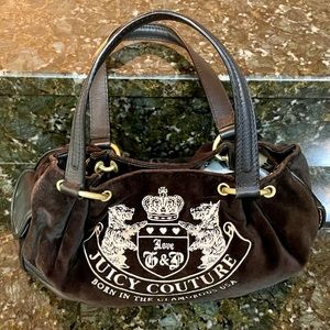Juicy Couture Black / dark chocolate brown Velvet Purse